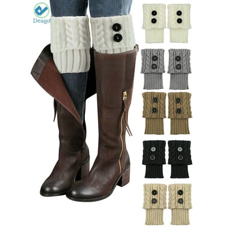 

Deago 1 Pairs Women Winter Warm Crochet Knitted Boot Cuff Socks Short Leg Warmer Christmas Socks (White)