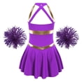 thumbnail image 4 of Aislor Robe de Cheerleading Imprimée pour Filles avec Pompons Fleurs Violettes 12, 4 of 7