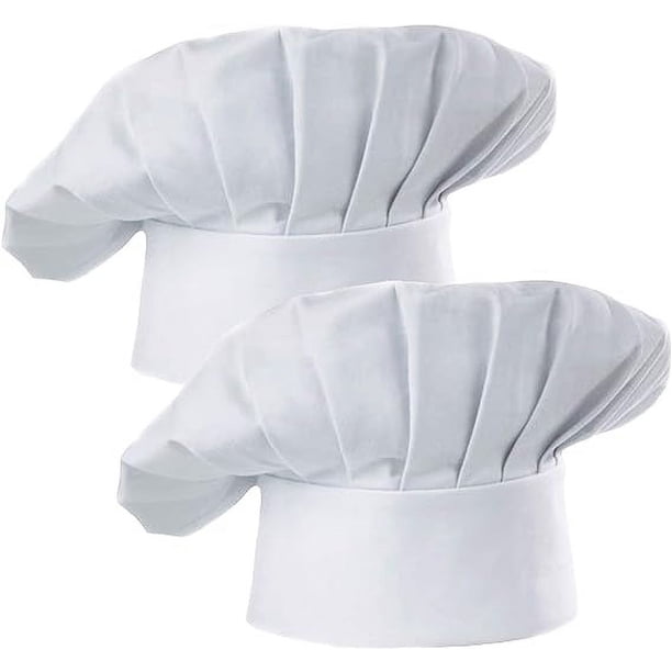 Gorro de Chef, Juego de 2 Paquetes, Gorro de Chef de Cocina elástico Ajustable para Adultos, Gorro de Chef de Cocina, Gorro de Seta Blanco