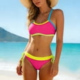 thumbnail image 5 of GEWSEY Womens Bikini Sets Color Block Swimsuits Supportive Wide Strap Two Piece Bathing Suit 2026 (Hot Pink, XL), 5 of 8