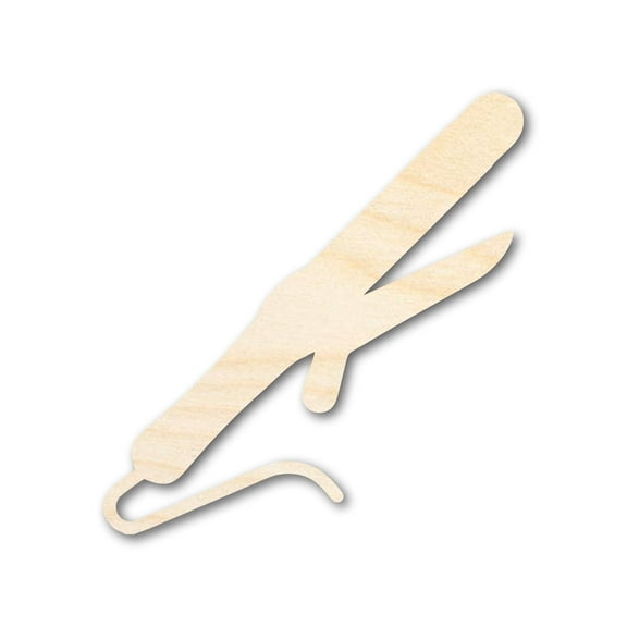 Unfinished Wood Curling Iron Shape | DIY Craft Cutout | up to 46" DIY 36" / 1/2"