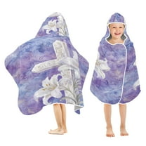 BZSMCE Towels Kids Hooded Beach Towel Easter Cross Printing Pool Bath Towel Soft