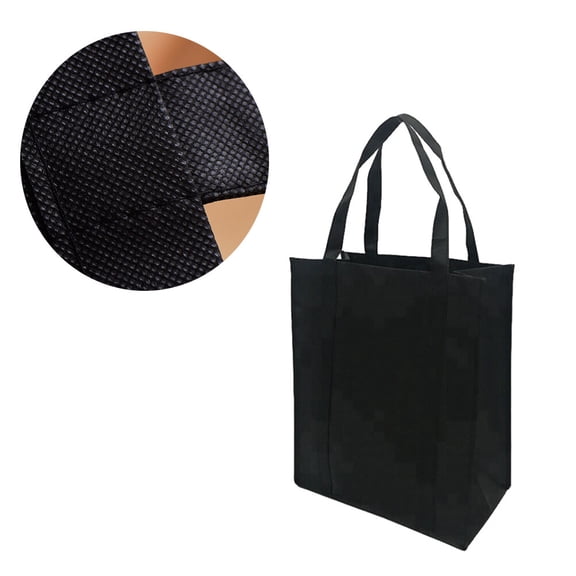 PAMINGONO Black Nonwoven Shopping Tote Bags for Women, Reusable Handbags, Set of 5 Carry Bags