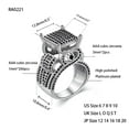 thumbnail image 6 of Luxury Platinum Plated Black Cubic Zircon Rings for Women Vintage Charm Jewelry Love Statement Cocktail Ring (Silver Color, Black CZ, Size 8), 6 of 7