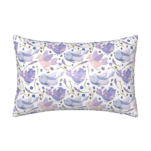 Silk Pillow Case for Hair And Skin Queen - Lavender Flowers Bird Purple Cooling Sleep Throw Pillow Covers Standard Size 20x30in, comfort Satin Pillowcase with Zipper for Women Men