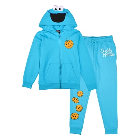 Sesame Street Cookie Monster Boy's 2-Pack Cosplay Zip Front Hoodie & Joggers Set-14