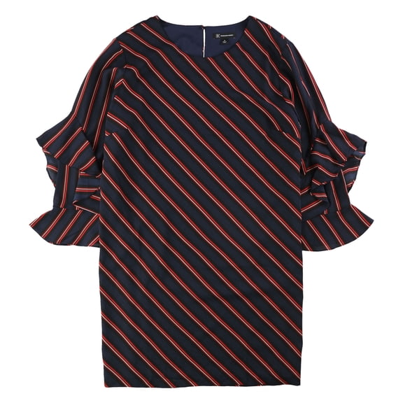 I-N-C Womens Shift Ruffled Dress, Blue, 18