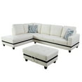 thumbnail image 3 of White And Black Semi PU Synthetic Leather 3-Piece Couch Living Room Sofa Set, 3 of 8