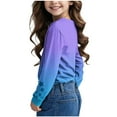 thumbnail image 4 of Kayannuo Gradient Shirts for Teen Girls Crew Neck Long Sleeve Shirt Star Print Color Block Tee Shirt Casual Trendy Pullover Top, 4 of 8