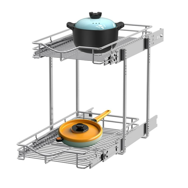 Organizador para gabinete DINDON de 2 niveles extraíble cromado 28 x 53 cm