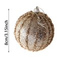 thumbnail image 3 of 3PC Christmas Hanging Ornaments Christmas Ball Ornaments Decorative Hanging Pendants, Champagne Glitter Shatterproof Baubles with Pearl Sequin Finishes for Xmas Tree 3.15Inch, 3 of 4
