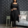 thumbnail image 2 of Womens Casual 3 Piece Outfits Long Sleeve Open Front Cardigan Crop Cami Tops with Skinny Long Pants Sets Loungewear, 2 of 6
