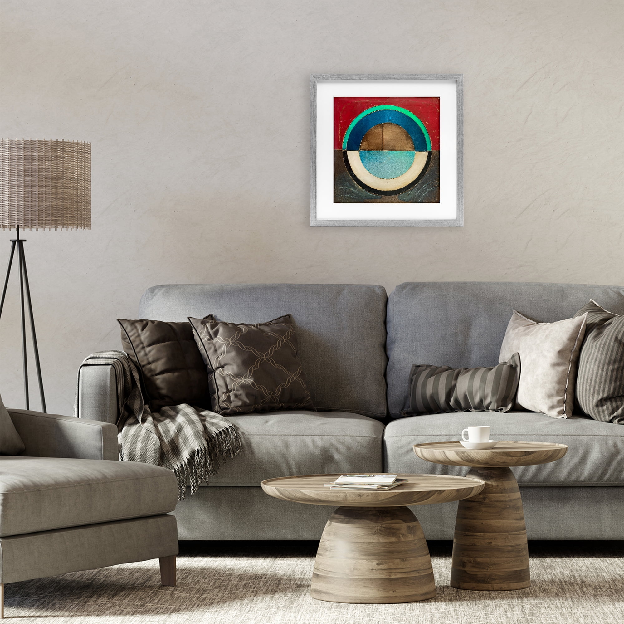 Stupell Industries Round Distressed Circle Gray Framed Print Under Glass, design by Matthew Finger