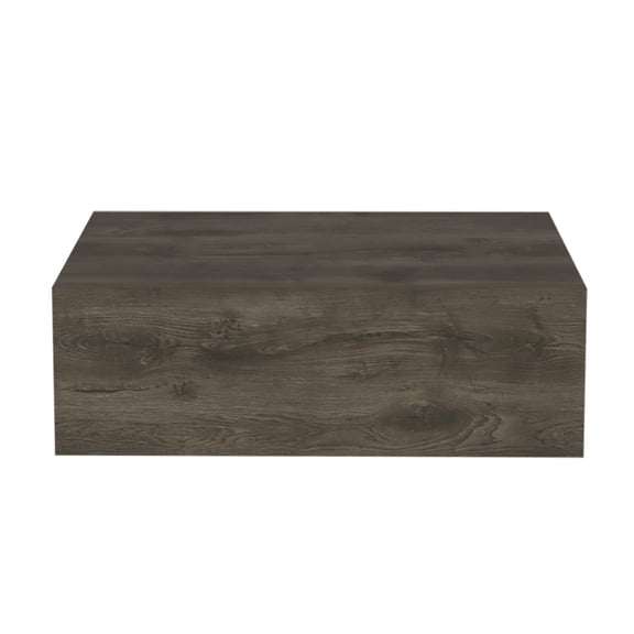 Lisonu Isola Floating Nightstand, Wall Mounted Bedside Table with Drawer and Open Cubby, Engineered Wood Floating Shelf for Bedroom, Dark Brown