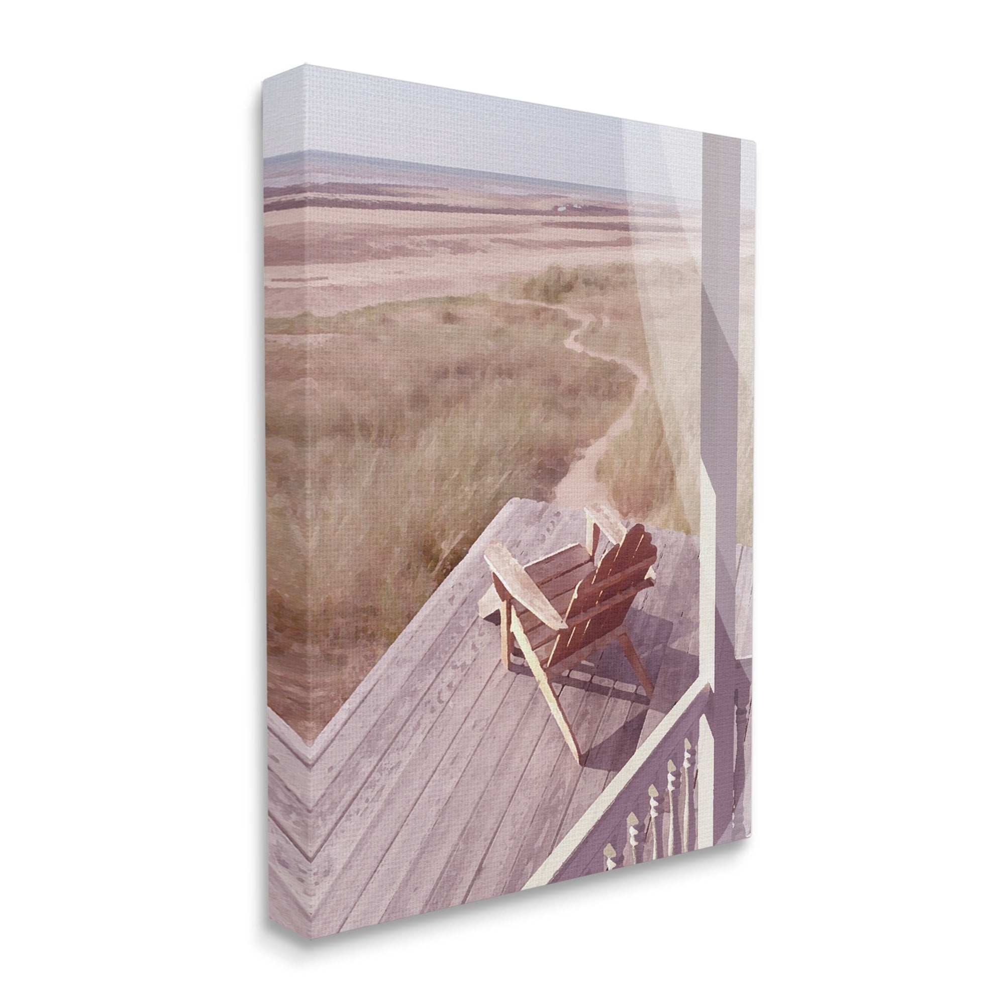 Stupell Industries Lone Lounge Chair Rural Beach Grass Porch Painting Gallery Wrapped Canvas Print Wall Art, Design by Noah Bay