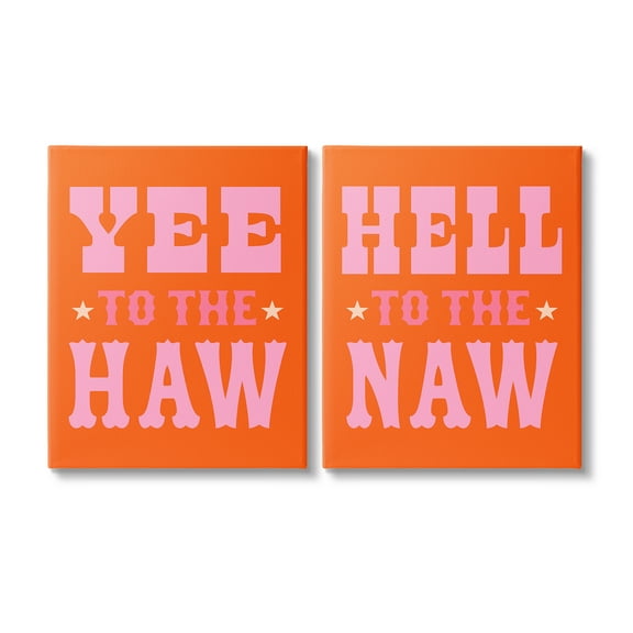 Stupell Industries Funny Cowgirl Phrases Typography Painting Gallery Wrapped Canvas Art Print Wall Art, 16 x 20, Set of 2