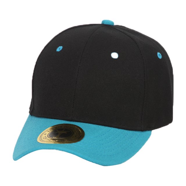 Curve Bill Adjustable Baseball Cap, Black/Teal