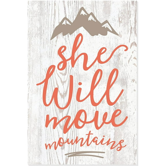 She Will Move Mountains Rustic Wood Wall Sign 8x12
