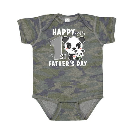 

Inktastic Happy 1st Fathers Day with Pandas Gift Baby Girl Bodysuit