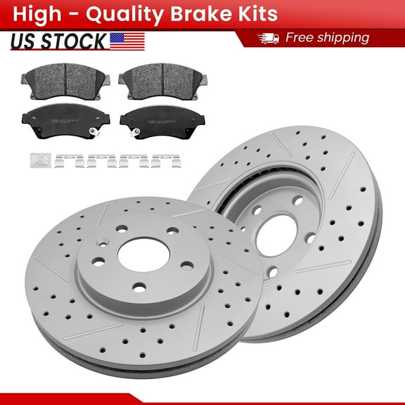 ACB ZONE Front Brake Kits for 2011-2016 Chevrolet Cruze 2012-2017 Sonic, Drilled Slotted Disc Brake Rotors and Ceramic Brake Pads