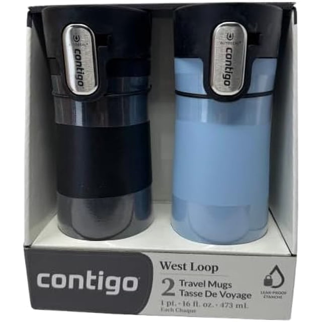 Contigo AUTOSEAL West Loop Stainless Steel Thermal Travel Mug Set – 16 oz (473 mL), 2-Pack - Made in China