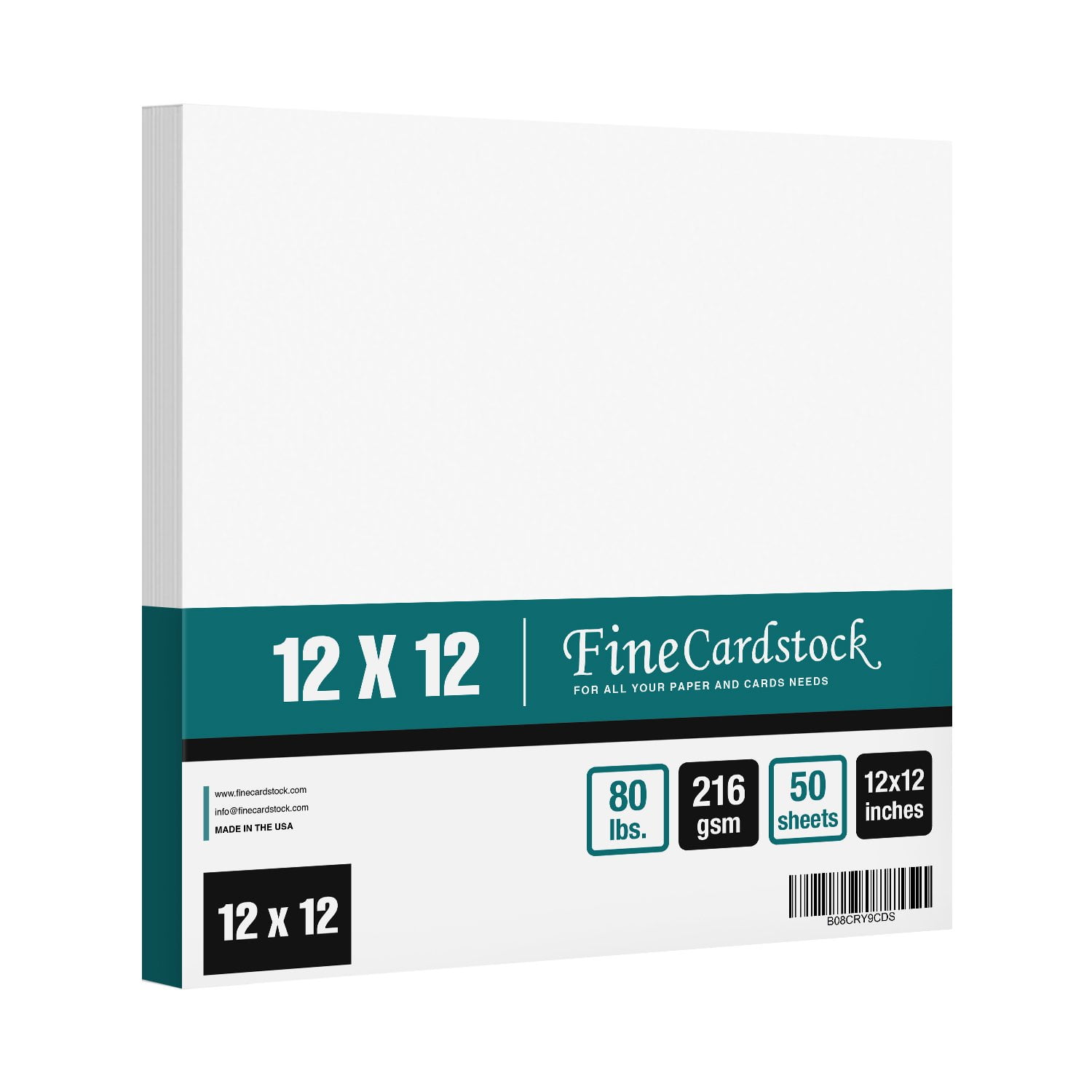 12" x 12" Square Cardstock 80lb Cover White Thick Card Stock Paper
