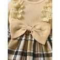 thumbnail image 3 of Infant Baby Girl Clothes Ribbed Long Sleeve Faux-Two Floral Print Romper Jumpsuit Dress with Headband Khaki 0-3 Months, 3 of 7