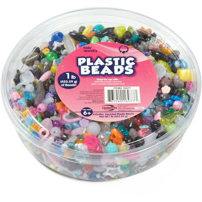 Go Create Plastic Bead Value Pack, 1 lb. of Assorted Beads, Various Colors,  Shapes & Sizes, Ages 6+ 