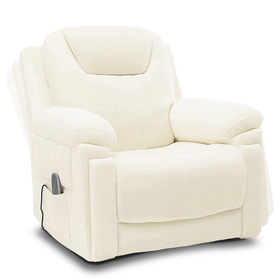 Pmango Electric Automatic Rocking Recliner Chair for Adults with 3 Speeds, Wired Remote Control, Power Auto Rocking Recliner, 5-15 Minutes Rocking Timer Function, for Living Room/Nursery, Cream White