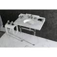 thumbnail image 3 of Kingston Brass LMS36MA6 Pemberton 36" Carrara Marble Console Sink with Acrylic Legs (8-Inch, 3-Hole), Carrara Marble White/Polished Nickel, 3 of 8