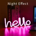 thumbnail image 3 of Neon Hello Light, Led Hello Neon Word Sign Letras de neón Light Art Luces decorativas, Marquee Signs, Fiesta de cumpleaños, Habitación para niños, Sala de estar (rosa Hello. Afortunado Sencillez, 3 of 4