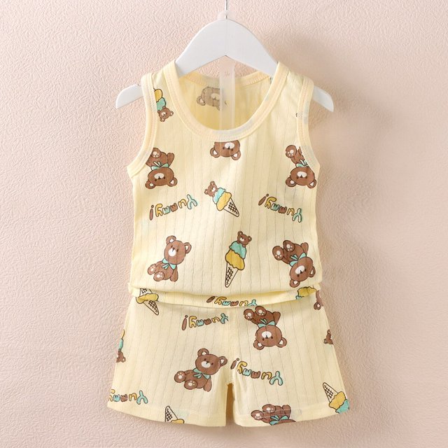 Conjunto de camiseta sin mangas con estampado para niños, chaleco transpirable, pantalones cortos, ropa de verano para bebés