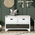 thumbnail image 2 of Harper & Bright Designs Storage Bench with Cushion and Rattan Basket, Shoe Bench with Storage Drawer for Hallway Entryway, White, 2 of 14