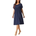 thumbnail image 2 of INSPIRE CHIC Women's Nightgowns Cotton Sleepwear Loose Sleep Shirt Short Sleeve Nightshirt Cozy Sleepshirt L Navy Blue, 2 of 6