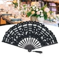 thumbnail image 2 of M Buder Handheld Lace Bamboo Folding Fan Black Gothic Style Lace Fan with Tassel for Performance Halloween Clothes Decoration Costume Party Gift, Black (10.6 inches / 27 cm), 2 of 9
