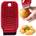 thumbnail image 3 of Vegetable Brush Potato Scrubber Brush Silicone Hard and Soft Side Multi Functional Cleaning Brushes for Fruit Cleaning Tough-Skinned, Durable Veggie Brush Carrot Potato Brush, 1Pc(Red,5.5x2.7"), 3 of 5