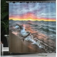 thumbnail image 4 of Ambesonne Landscape Shower Curtain, Sunset Horizon Lake, 69"Wx75"L, Blue Grey Orange, 4 of 5