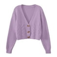 thumbnail image 4 of Ediodpoh Women’s Slim Fit High Waist Knit Cardigan Long Sleeve Lightweight Soft Open Front Sweater Casual Tops Cardigan for Women Purple, 4 of 4