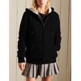 thumbnail image 2 of Veste à Capuche Doublée en Sherpa à Fermeture Éclair Complète pour Femmes, 2 of 12