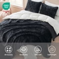 thumbnail image 4 of Regency Heights Velvet Quilt Set, 3-Piece Luxury Bedspread with 2 Shams, Ultra Soft Reversible Coverlet, All Season Lightweight Bedding Set, Black, Queen, 4 of 9