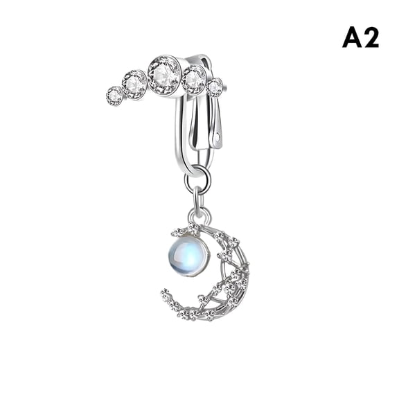 DESIGNICE Fake Belly Ring Dangling Navel Rings Women Butterfly Heart Moon Dangle Clip on Belly Button Rings Non Piercing Jewelry