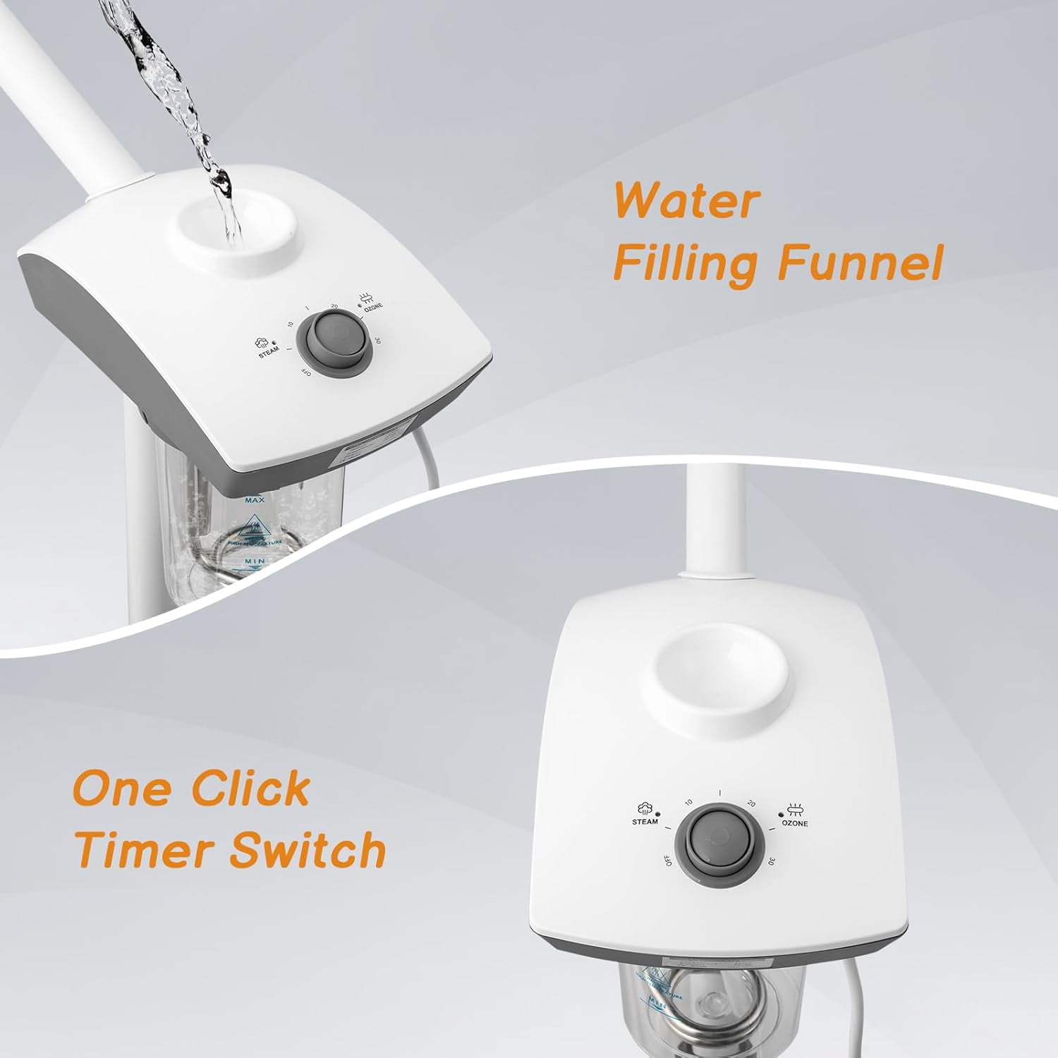 Ktaxon Facial Steamer Machine with 180° Rotating Spray, Auto Shut-off, White