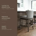 thumbnail image 3 of Maven Lane Hugo 31" Bar Height Barstool with Low Back in Reclaimed Oak Finish with Ash Grey Fabric Upholstered Seat, Set of 3, 3 of 6