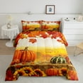 thumbnail image 2 of Manfei Pumpkin Sunflower 2pcs Bedding Comforter Set,Autumn Harvest Twin Comforter Sets,Botanical Plants Breathable Bedding Set,Super Cozy Flower Room Decor,Reversible, 2 of 8
