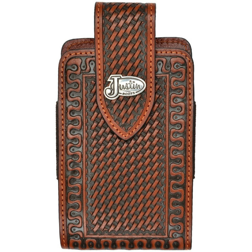 Justin Western Cell Phone Case Leather Tooled Smartphone Tan JBPH051
