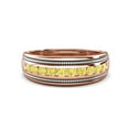 thumbnail image 2 of TriJewels 0.55 ctw Round Yellow Sapphire Two Toned and High Polished Edges Men Wedding Band (8 mm) in 10K Rose Gold, 2 of 6
