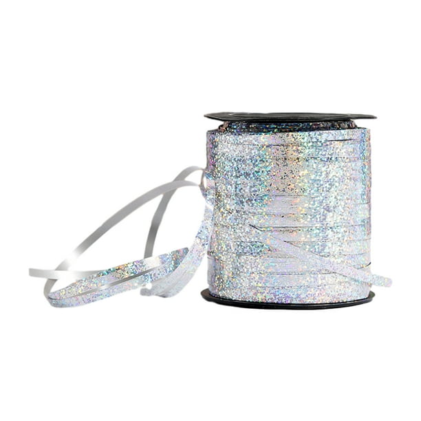Advancent Globo de 250 yardas, cinta de papel de aluminio para rizar, fiesta, boda, Festival, decoración, serpentina brillante, caja de regalo, Decoración del hogar Plata