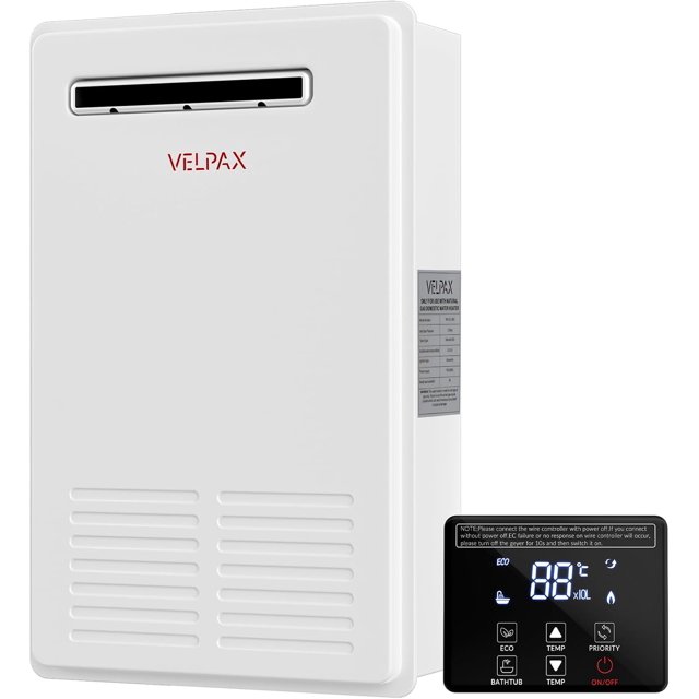Chauffe-eau Sans Réservoir au Propane Extérieur, 5,26gpm 20L Extérieur, Chauffe-Eau à Gaz Propane Instantané avec Affichage Numérique Fahrenheit, Multi-Protection
