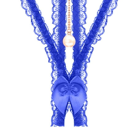 

Gubotare Women Panties Thong Thong Bow Drilling Ladies Color Lace Solid Panties Women s Panties Blue One Size