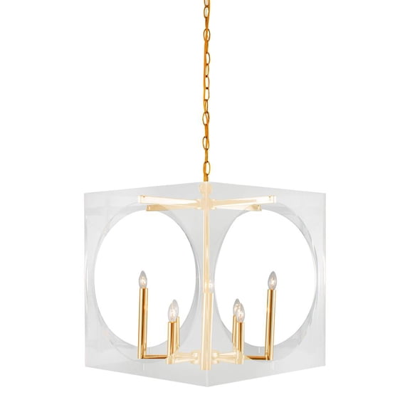 Bethel International Chandelier Gold Metal & Acrylic